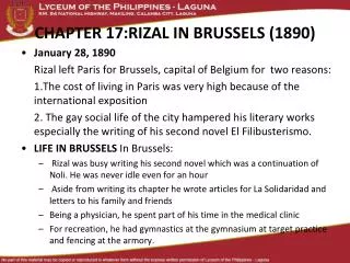 CHAPTER 17:RIZAL IN BRUSSELS (1890)