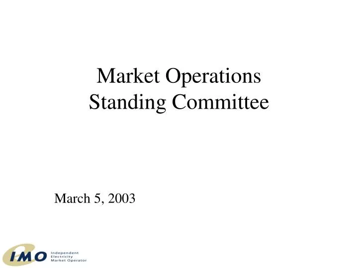market operations standing committee