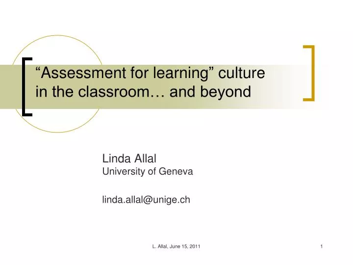 assessment for learning culture in the classroom and beyond