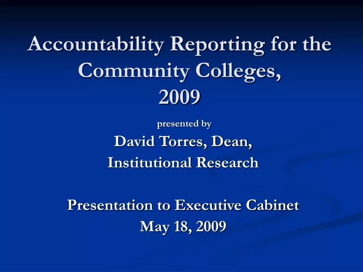 accountability reporting for the community colleges 2009