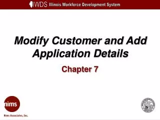 Modify Customer and Add Application Details