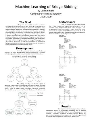 Machine Learning of Bridge Bidding By Dan Emmons Computer Systems Laboratory 2008-2009