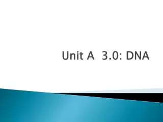 Unit A 3.0: DNA