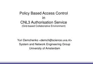 Policy Based Access Control in CNL3 Authorisation Service (Grid-based Collaborative Environment)