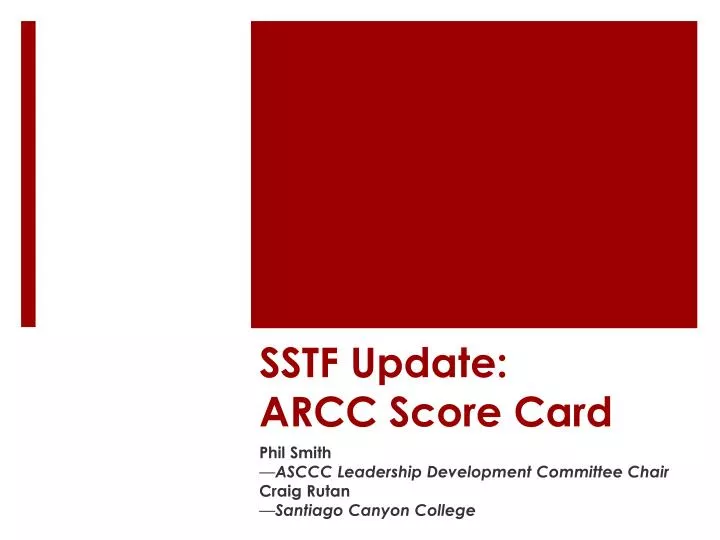 sstf update arcc score card