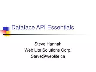 Dataface API Essentials