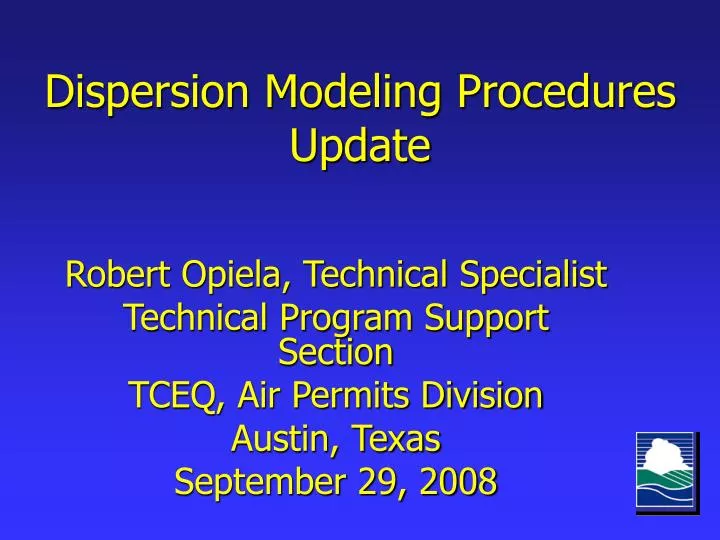 dispersion modeling procedures update
