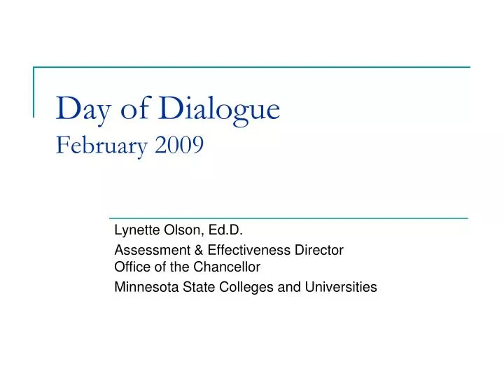day of dialogue february 2009