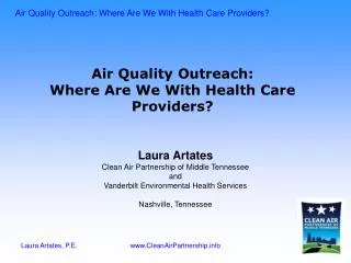 Air Quality Outreach: Where Are We With Health Care Providers?