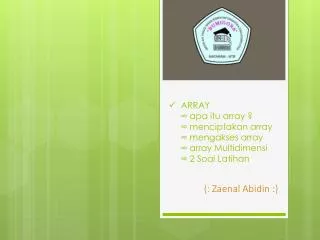 array apa itu array menciptakan array mengakses array array multidimensi 2 soal latihan