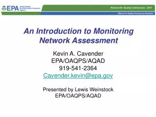 An Introduction to Monitoring Network Assessment