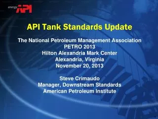 API Tank Standards Update