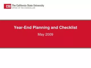 Year-End Planning and Checklist