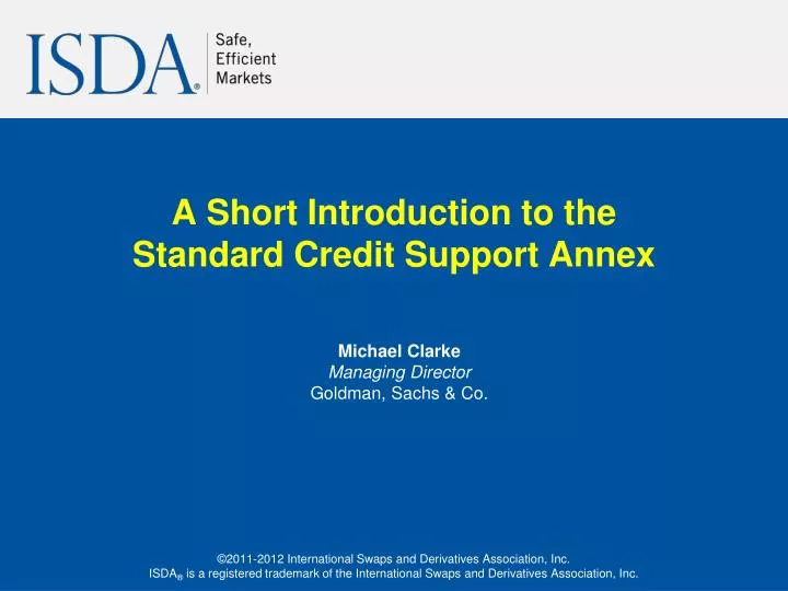 a short introduction to the standard credit support annex