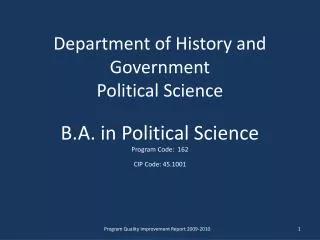 Department of History and Government Political Science
