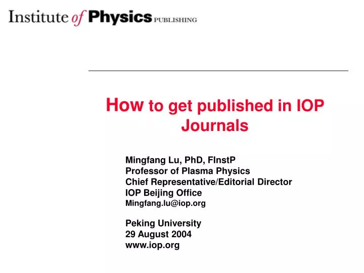 how to get published in iop journals