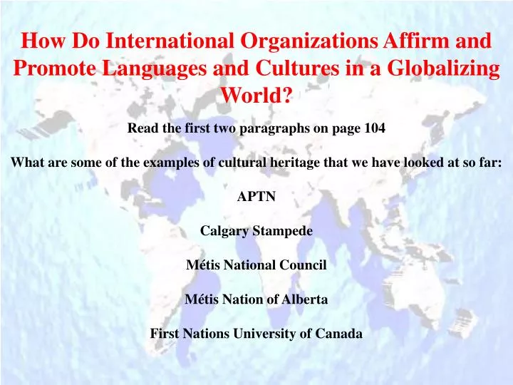how do international organizations affirm and promote languages and cultures in a globalizing world