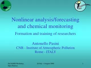 Nonlinear analysis/forecasting and chemical monitoring