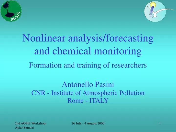nonlinear analysis forecasting and chemical monitoring