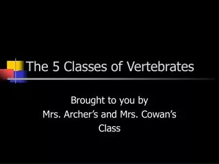 The 5 Classes of Vertebrates