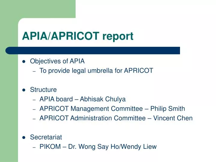 apia apricot report