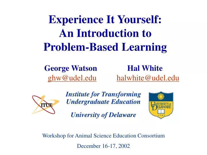 experience it yourself an introduction to problem based learning