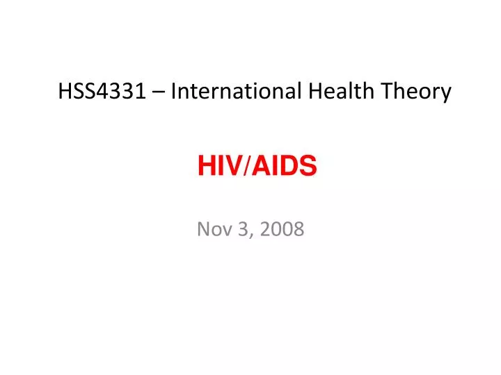 hss4331 international health theory