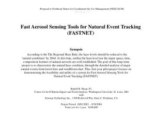 Fast Aerosol Sensing Tools for Natural Event Tracking (FASTNET)