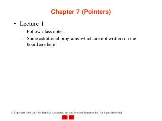 Chapter 7 (Pointers)