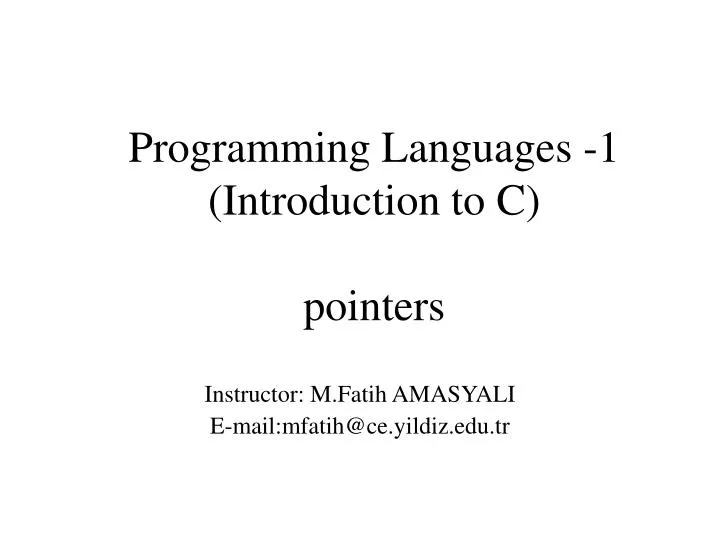 programming languages 1 introduction to c pointers