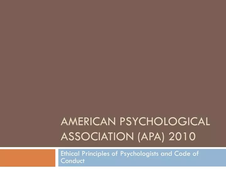 american psychological association apa 2010