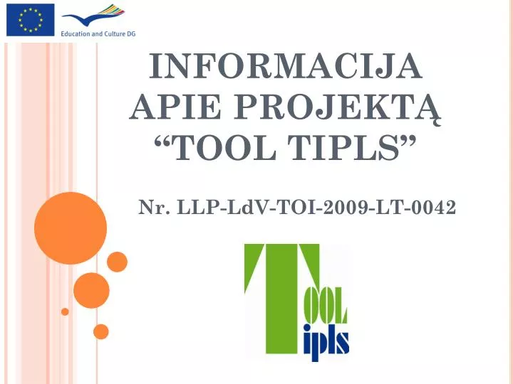 informacija apie projekt tool tipls