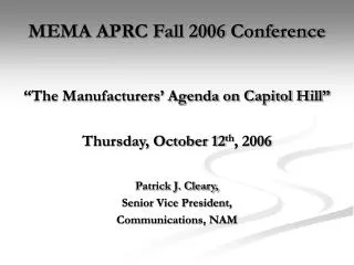 MEMA APRC Fall 2006 Conference
