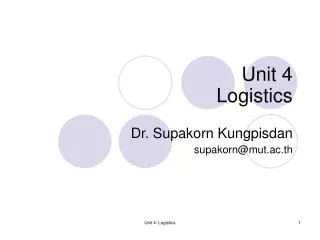 Unit 4 Logistics