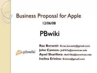Business Proposal for Apple