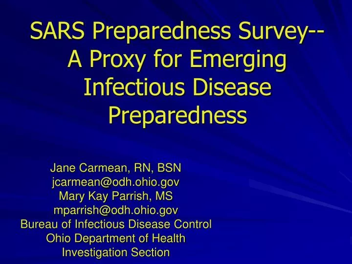 sars preparedness survey a proxy for emerging infectious disease preparedness
