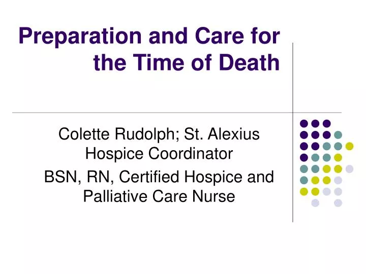 preparation and care for the time of death