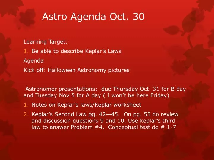 astro agenda oct 30