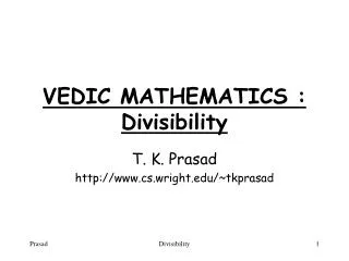 VEDIC MATHEMATICS : Divisibility