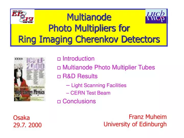 multianode photo multipliers for ring imaging cherenkov detectors