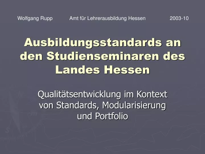 ausbildungsstandards an den studienseminaren des landes hessen