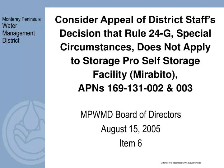 mpwmd board of directors august 15 2005 item 6
