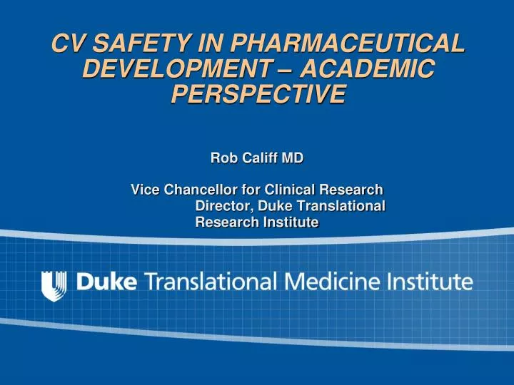 cv safety in pharmaceutical development academic perspective