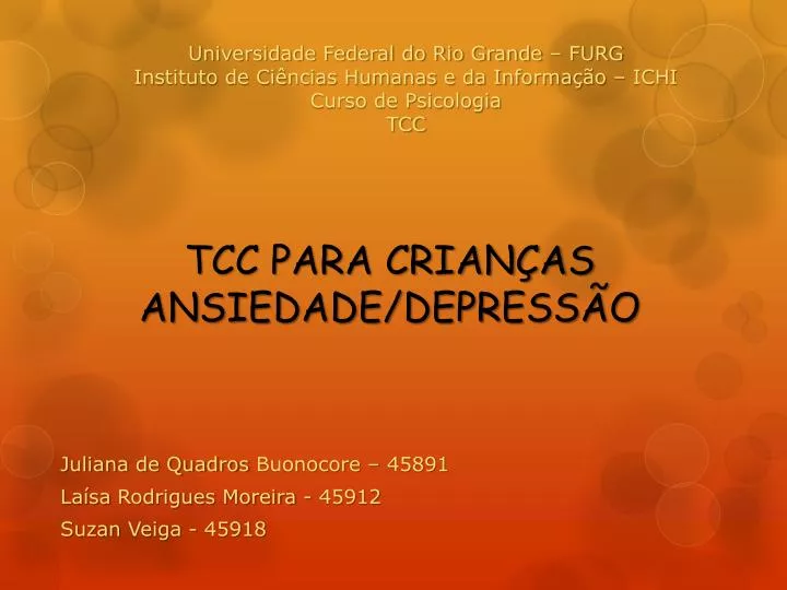 tcc para crian as ansiedade depress o