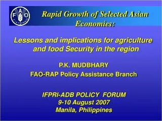 Lessons and implications for agriculture and food Security in the region