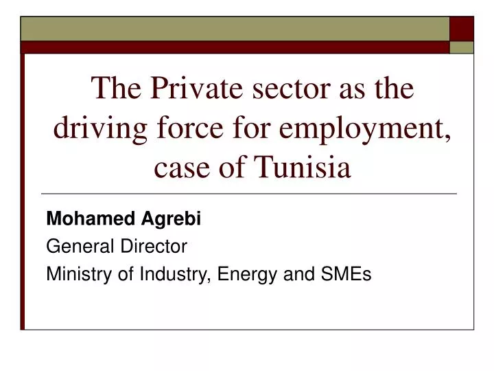 mohamed agrebi general director ministry of industry energy and smes