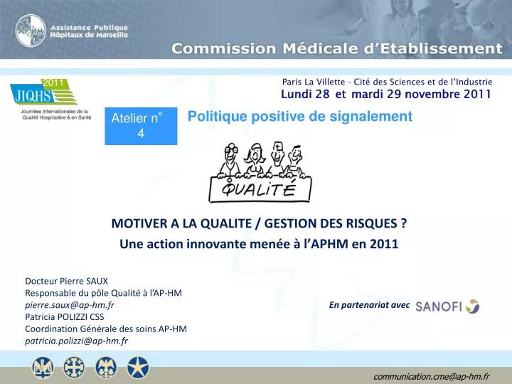 motiver a la qualite gestion des risques une action innovante men e l aphm en 2011