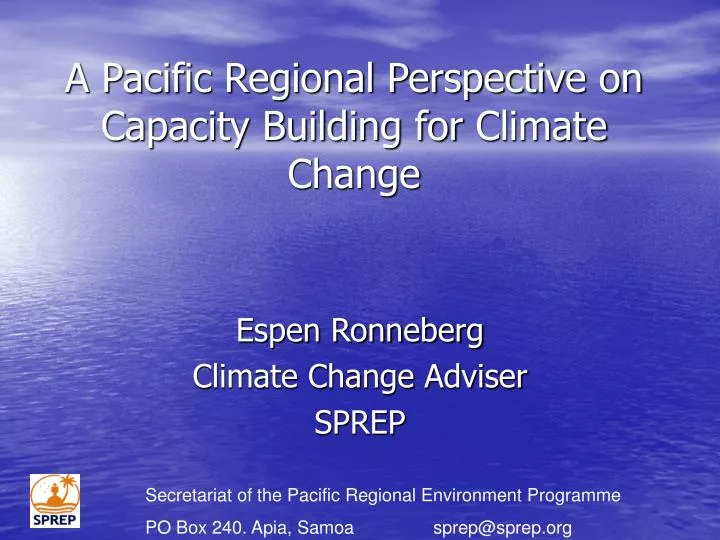 a pacific regional perspective on capacity building for climate change