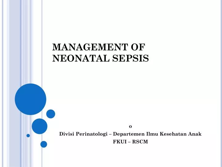 management of neonatal sepsis