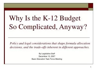 Why Is the K-12 Budget So Complicated, Anyway?